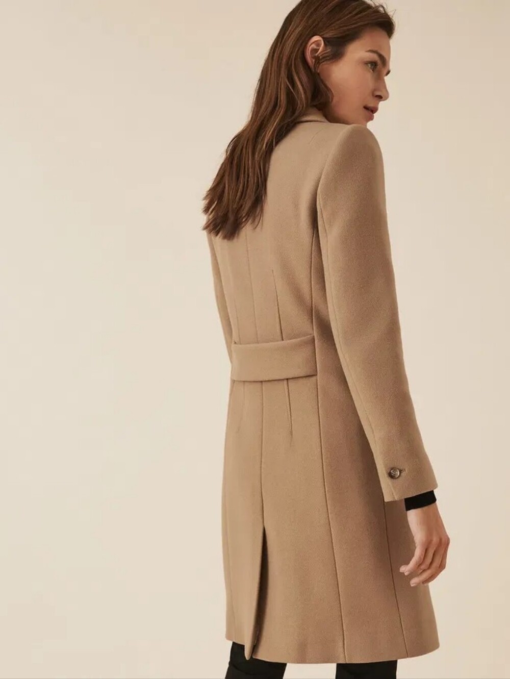 Reiss Santhia Wool Blend Mid Length Coat Camel Sz 2 - Picture 3 of 15